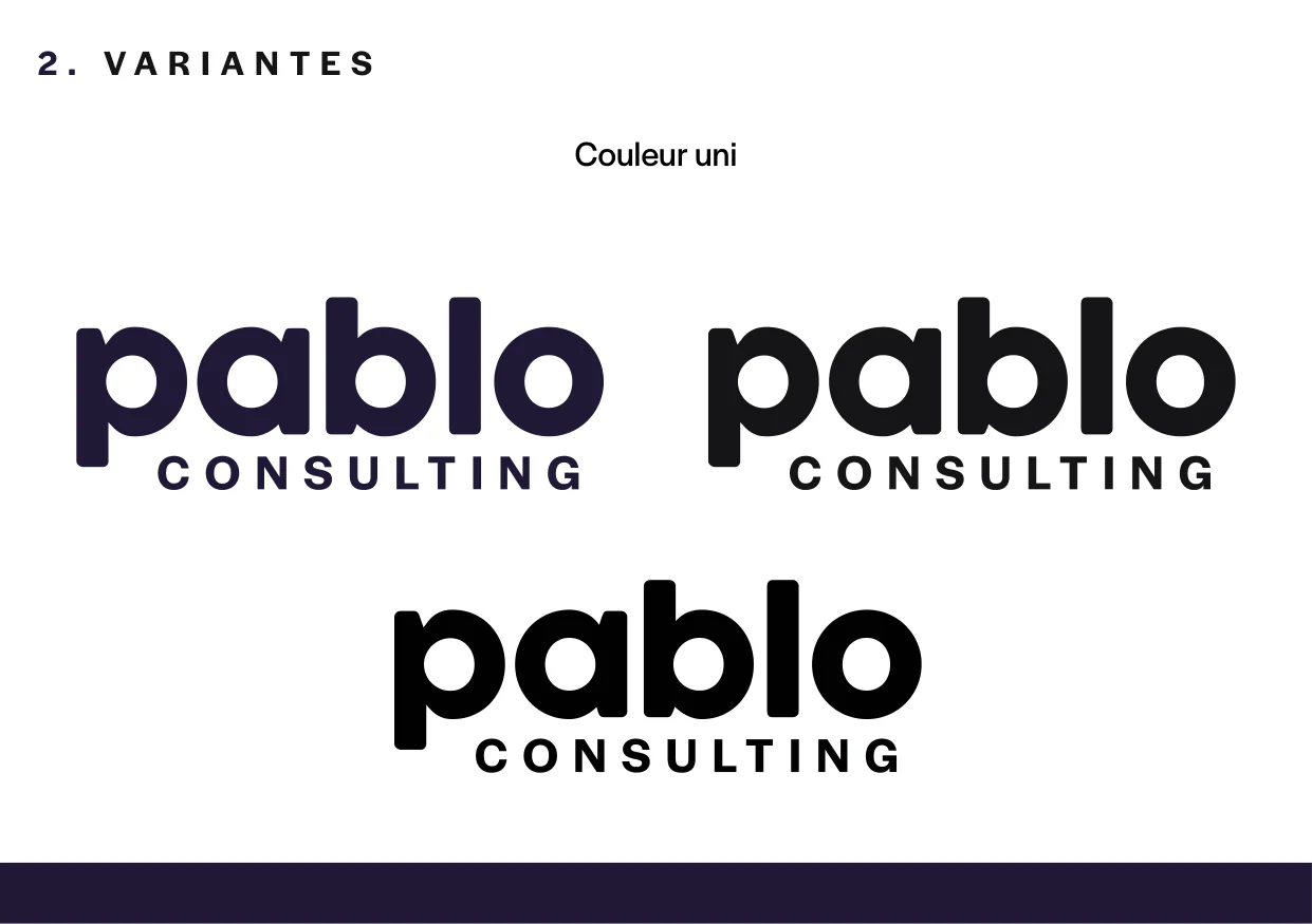 Variantes du logo Pablo Consulting, en couleur et en noir