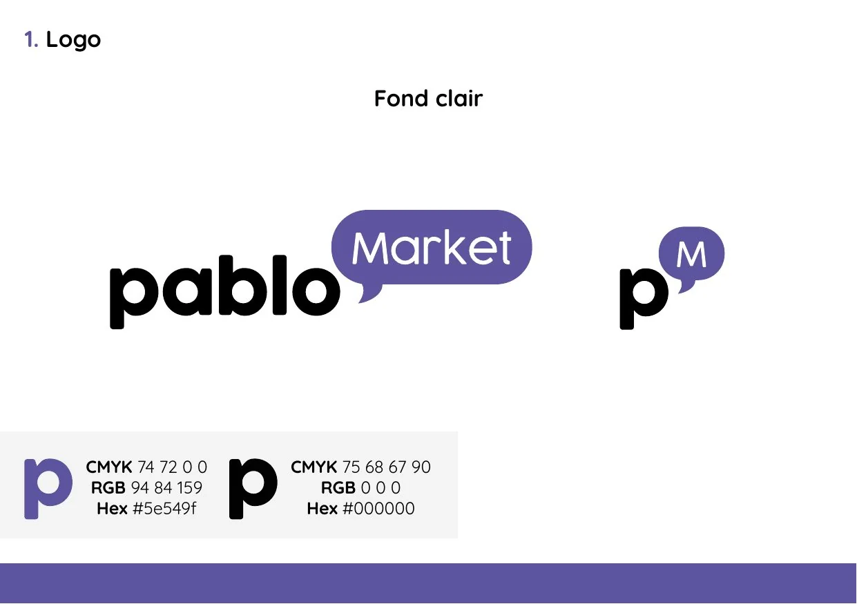 Logo Pablo Market et ses codes couleur