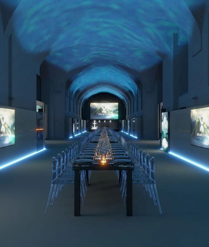 Voûte en enfilade avec table de dîner